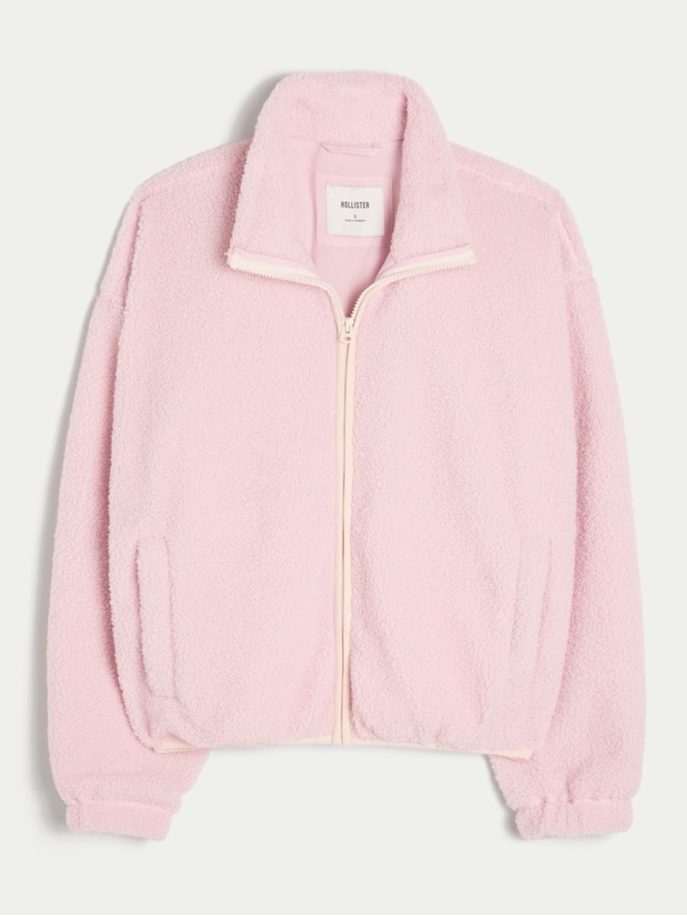 Hollister Cozy Pink Sherpa Zip-Up Jacket